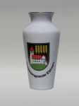 Vase aus Porzellan mit Wappen der Wachsenburggemeinde, Hhe ca. 21 cm